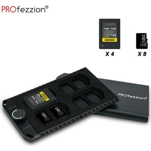 12 Slots SD / TF Card Case Soft Interior Fit Perfectly Holder for 4 CFA/ CFexpress Type A & 8 TF/ Micro SD/ SDHC/ SDXC Cards
