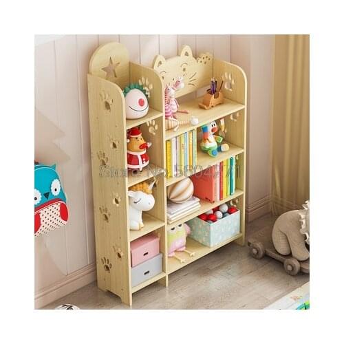 Solid wood childrens bookshelf floor simple shelf simple and economical elementary school baby bookcase toy storage rack