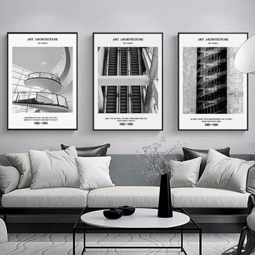 Nordic Building Abstract wall art Canvas Painting Prints Black White Posters for Living Room Morden contracted Home Decor