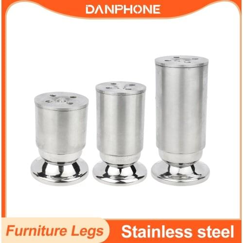 DANPHONE Stainless Steel Furniture Legs Round Shape Table Cabinets Feet Sofa Bed TV Cabinet Legs Silver Furniture Feet