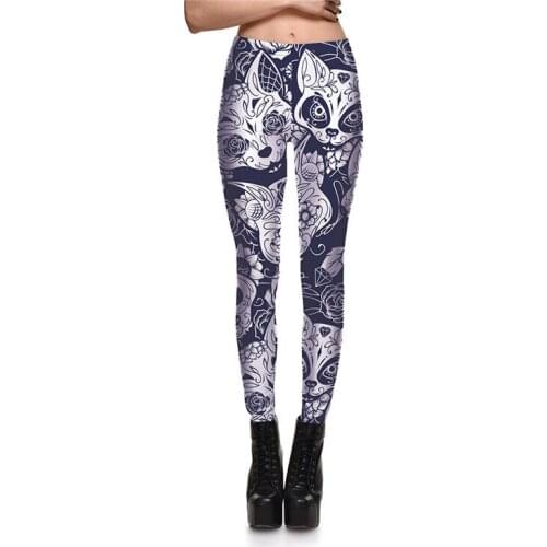 Leggings Wholesales Hot Sell Womens Foxs Leggings Digital Print Pants Trousers Stretch Blue Pants Drop Shipping