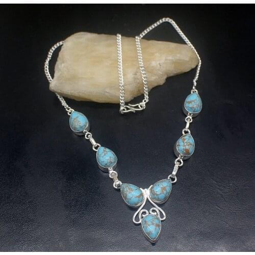 Gemstonefactory Jewelry Big Promotion 925 Silver Unique Blue Sea Sediment Ladies Women Chain Necklace 46m 202101742