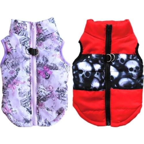 Dog Coat Warm Padded Vest Puppy Jacket with Fleece Zipper Coat With Leash Ring Pet Warm Jacket