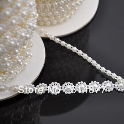 10Yards 4mmand 8 mm Handmade Semi-cirle Simulated-pearl Plastic Chain beads DIY Hair Accessory