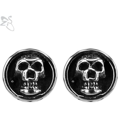 Skull Earring High Quality Brinco Round Surgical Steel Ear Stud Biker Piercing Helix For Men Ladies Jewellery Boucles D'oreilles
