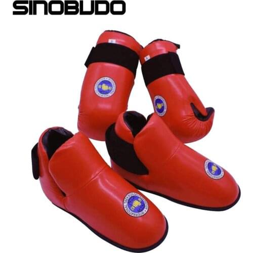 High Quality ITF Taekwondo PU Leather Gloves Foot Ankle Guard Martial Arts Karate Training Protector Equipment