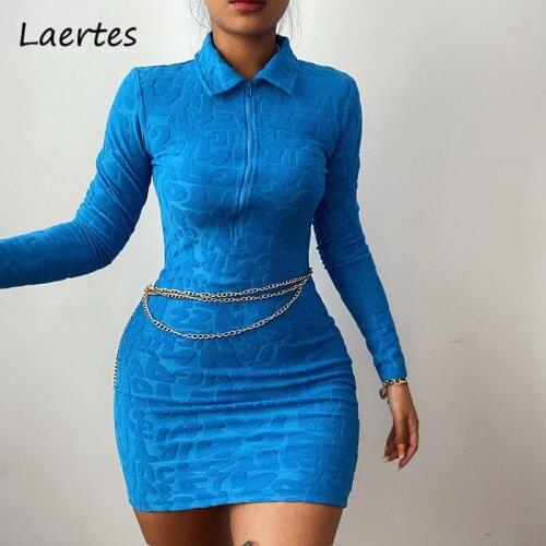 Y2K Knit Bodycon Dress Women Long Sleeve Zip 2021 90S Holiday Summer Beach Patchwork LAERTES Polo Neck Sexy Party Mini Dresses