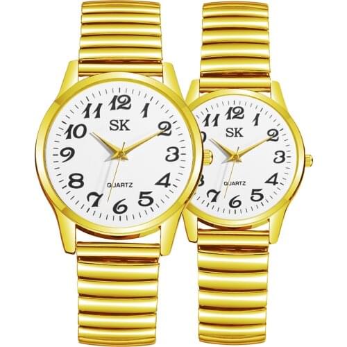 Womens watches Branded Mens Watches stainless steel Elasticity Strap Luxury Couples Wristwatch Husband Clock Wife Quartz watch