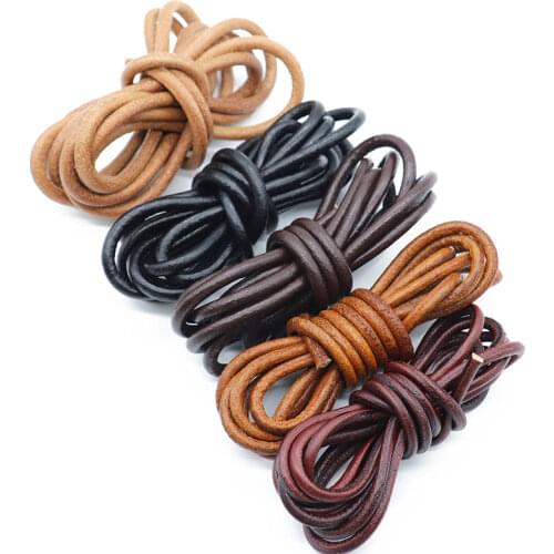 2meters Width 1mm/2mm/3mm/4mm/5mm/6mm/8mm Round Cow Leather Cord Fit Bracelet Necklace DIY Jewelry Making Findings