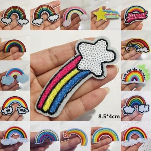 10PCS Wholesale Mix Cartoon Patches Iron On Applique Sewing Supplies For DIY Apparel Clothes Decor Rainbow Embroidery Applique
