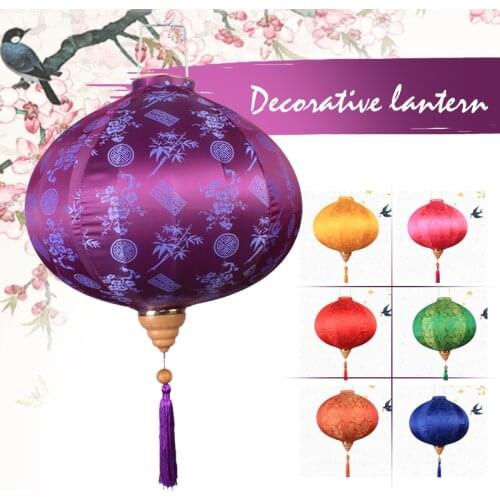 12/14 Inch Retro Chinese Floral Silk Lanterns Japan Vietnam Mid-autumn Traditional Lantern For New Year Wedding Spring Decor