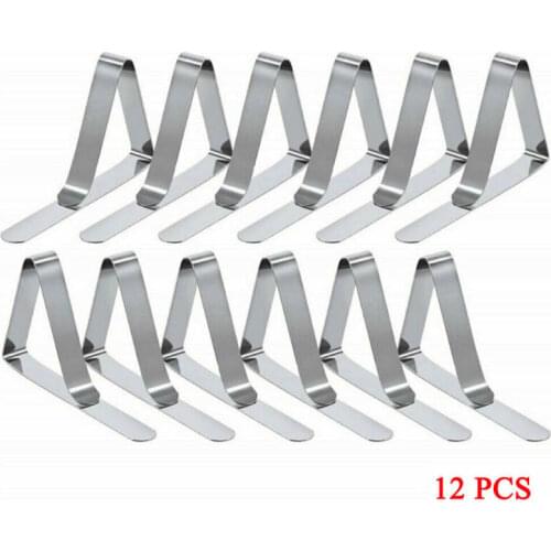 12 Pcs Table Cloth Clips Cover Desk Skirt Holder Party Picnic Wedding Clamp Multi-functional Stainless Steel Clips