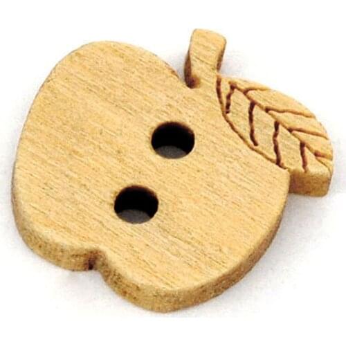 200pcs Apple 2 Holes Wood Sewing Buttons Scrapbooking for Kid Clothes Scrapbook Diy Crafts 12x13mm