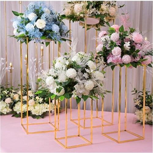 5PCS Gold Flower Vase Floor Vases Column Stand Metal Road Lead Wedding Table Centerpiece Flower Rack Event Party Decorat 2021