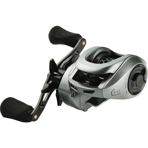 7.3:1 6BB Baitcast Fishing Reel Rock Wedkarstwo Wheels Double Line Fishing Vessel 8KG Max Drag Black Fish Wheel Carrete De Pesca
