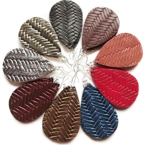 9 color leather earrings imitation straw woven drop earrings double side pendant earrings for women jewelry earrings