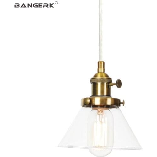 American Loft Decor Pendant Lamp LED Iron Glass Switch Modern Hanging Light Fixtures Dining Room Bar Lighting Indoor Droplight