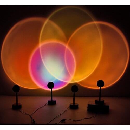 Atmosphere Led Night Light Rainbow Sunset Projector Lamp for Home Coffe shop Background Wall Decoration USB Operate Table Lamp