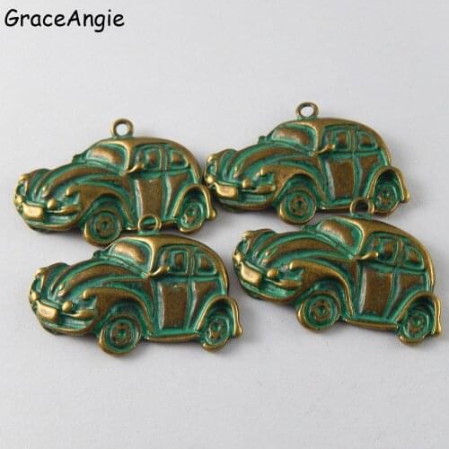 10pcs Car Pendant Patina Color Alloy Jewelry For Keychain Necklace Bracelet Bohemia Accessories