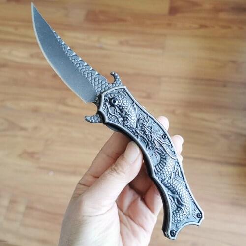 Free shipping Classical dragon carving Folding Knife Pocket Knife Outdoors Camping EDC Rescue Tools Tactical Hunting Knife