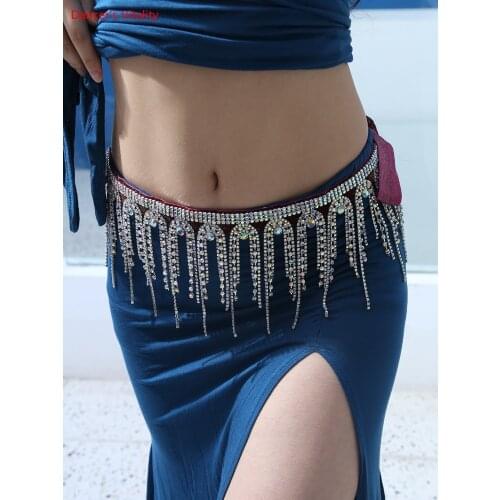 Belly Dance Waist Chain New Tassel Oriental Dance Color Diamond Belt High-End Dance Waist Seal Sexy Rhinestone Dance Chain