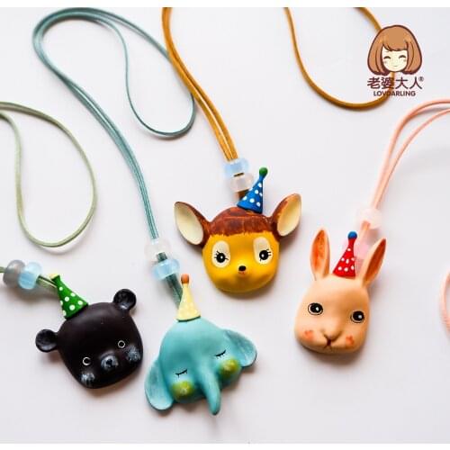 Lovdarling Cute Little Animal Magical Elf Elephant Bunny Bear Deer Beaded Childrens Necklace