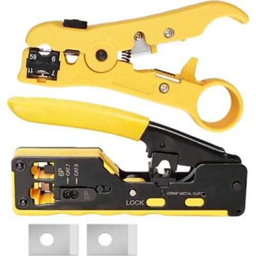 For EZ RJ45 Pliers Crimper Cat5 Cat6 Cat7 Network Tool Rg Rj 45 Ethernet Cable Stripper Pressing Clamp Tongs Clip Rg45 Lan