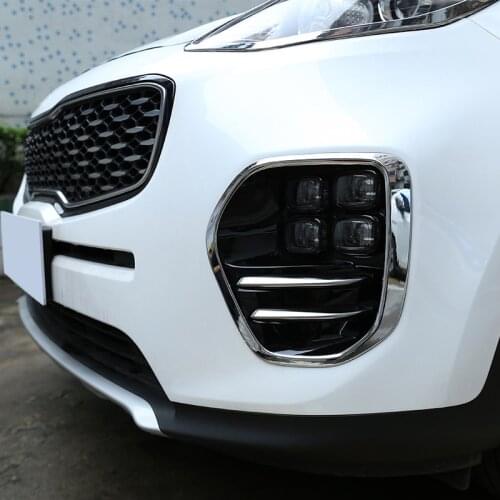 For KIA KX5 Sportage 2016 2017 ABS Chrome Front Fog Light Cover Trim Bezel Garnish Lamp Foglight Bumper car styling Accessories