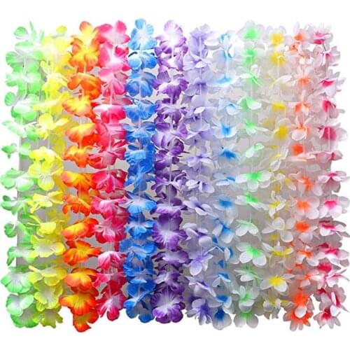 Hawaiian Flower Necklace wreaths Tropical Luau Hawaii Theme Party Favors Wreath Headbands Holiday Wedding Beach Birthday Decor