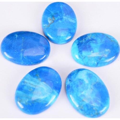 Blue Turquoises Bead Howlite Stone Cabochon Beads Oval Flatback Jewelry Findings Fit DIY Rings Bracelets Material 1Pc J006