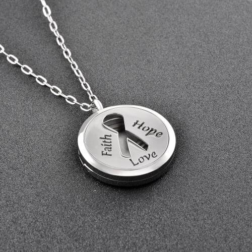 Ijp0162 Stainless Steel ' Faith Hope Love ' OVC Symbol Perfume Essential Oil Diffuser Pendant Necklace Women (Free Pads)