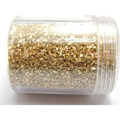 45 Gram Gold Glass Crushed Chips Irregular Shape Nail Art Tips + Storage Box