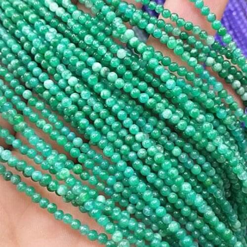 Green jade stone 1 strings loose gem stone beads diy jewelry findings size 2mm 3mm round ball for cute necklace or women bracele