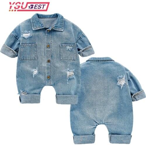 Newborn Baby Clothes Baby Girl Clothes Outfits Baby Boys Rompers Kid Cotton Flexible Hole Denim Costume Girls Infant Jumpsuit