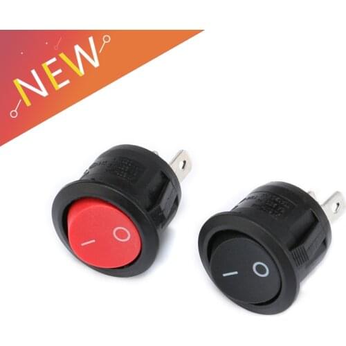 ON/OFF Round Rocker Toggle Switch 3A/250VAC ON-OFF Plastic Push Button Switch Red Black