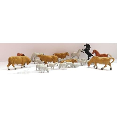 1/87 Model Train Ho scale Animals, cattle, horses and sheep Diorama Miniatures Figure Sand Table Scene Micro all for layout