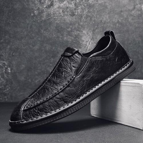 Mens Driving Shoes Split Leather Soft Comfort Shoes Slip on Moccasins Lazy Loafers Breathable Casual Shoes Flats Shoes