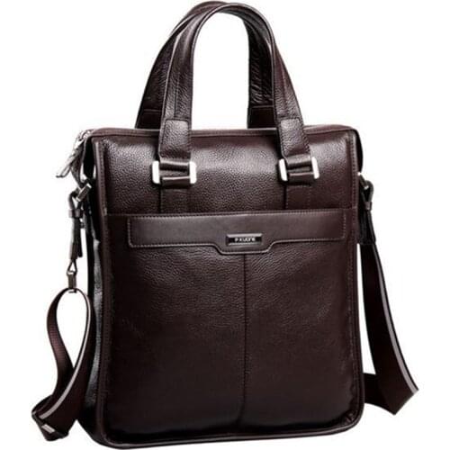 P.kuone 2020 New brand men bag genuine leather handbag Perfect Quality Natural cowskin Vertical men business briefcase