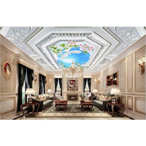 Custom photo 3d wallpaper European ceiling doves living room painting ceiling mural 3d wall murals wallpaper for walls 3 d