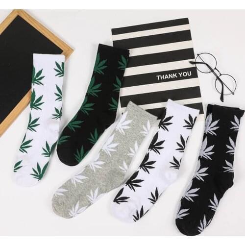Mens Socks Crew hemp Leaf Female High Quality Cotton Skateboard Hip Hop Street Clothing Happy Socks Casual Fashion Female Cheap