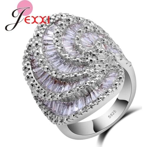 Charm Flower Design 925 Sterling Silver Fashion Rings For Women/Girls Wholesale Price Full Shiny CZ White Zircon Rings