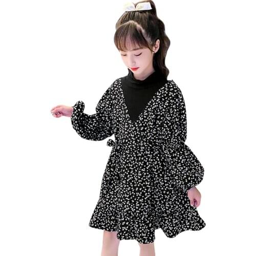 Dress For Girls Floral Pattern Dresses For Girl Long Sleeve Dress For Kids Casual Style Costumes For Girls 6 8 10 12 14