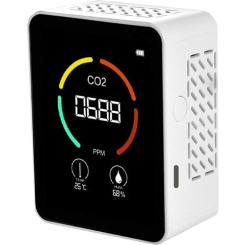 Air Quality Monitor Portable Carbon Dioxide Detector 3-in-1 CO2 Temperature Humidity Meter TVOC Detection with LCD Display