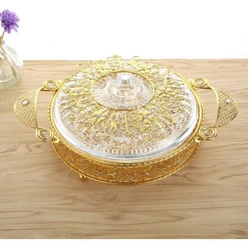 Luxury creative metal dry fruit trays table tray desk tray dessert table decoration dessert trays party plates home wedding dec