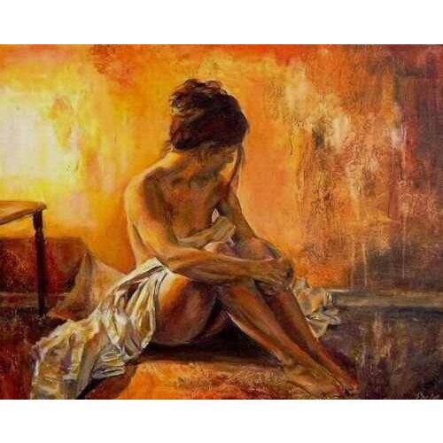 Handcraft Portrait Oil Painting on Canvas,Retro woman 24x36 inch