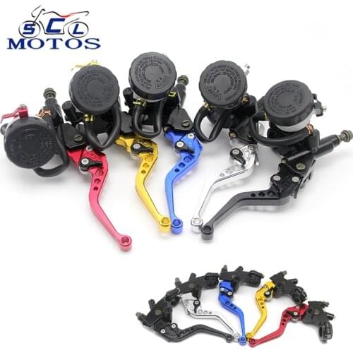 Sclmotos- CNC 7/8" 22mm Motorcycle Brake Clutch Levers Master Cylinder Reservoir Set For Honda for Suzuki for Kawasaki for KTM