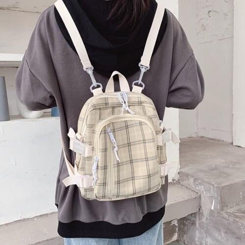 Backpacks Women Plaid Large Capacity Crossbody School Bags Detachable Strao Leisure Harajuku Fashion Students Oxford Small Retro
