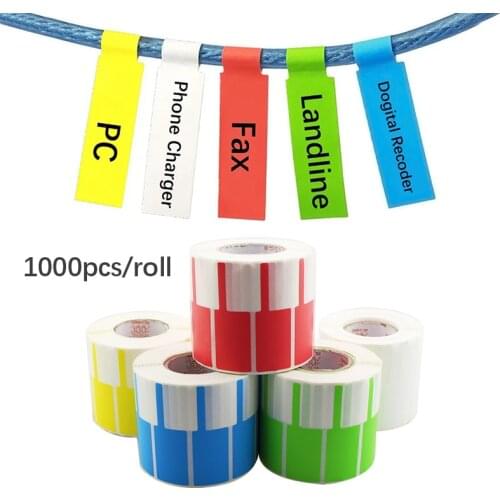 1000Pcs Self-Adhesive Cable Label Waterproof Wire Label Tear Resistant Oil-Proof Marker Cable Tag Stickers Cord Identification