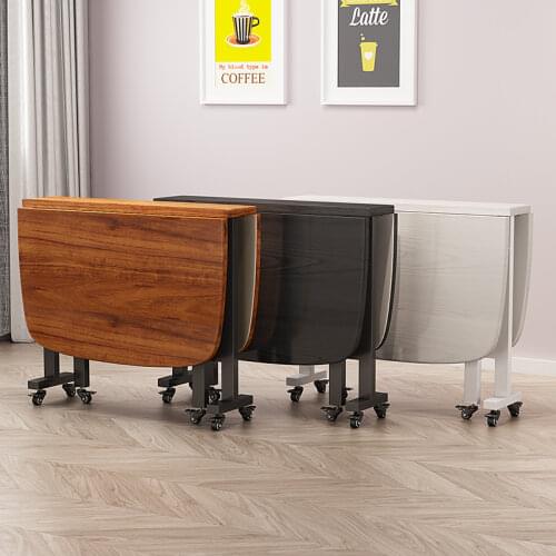 Folding Table Dining Table Household Rectangular Dining Table Folding Table Mobile Wheel Table and Chair Combination