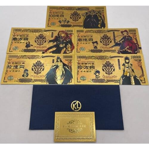 We Have More Manga Japanese Anime Over-Lord 10000 Yen Gold Banknotes for Souvenir Gifts and Collection